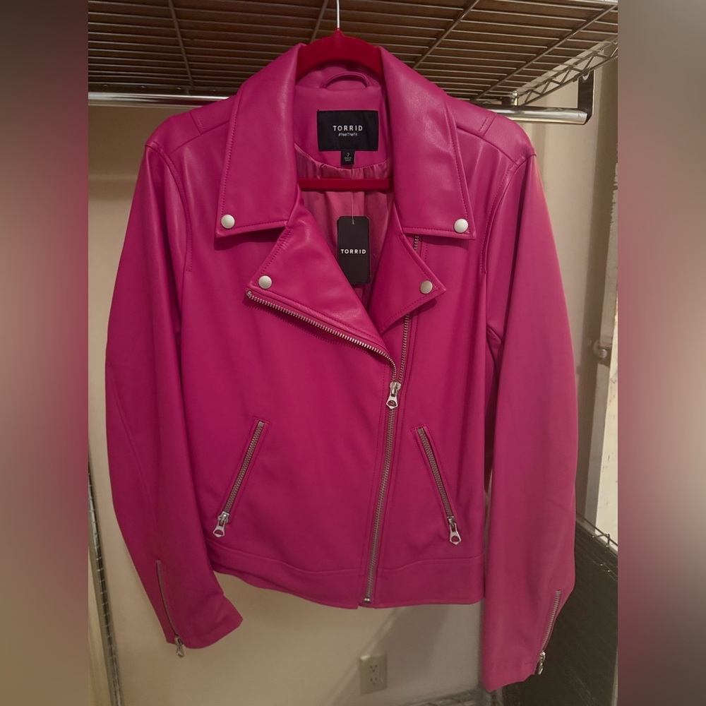 Torrid Women's Vibrant Pink Faux Leather Jacket